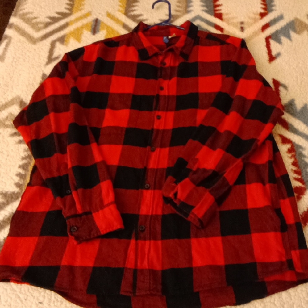 Divided Red and Black Plaid Men's Shirt
